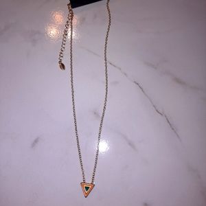 Triangle necklace with a leaf